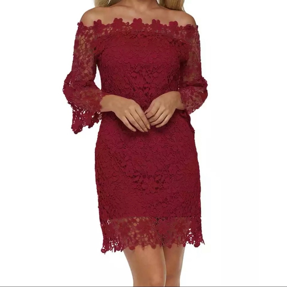 Zanzea Lace Dress Off Shoulder Stretch Mini Flare